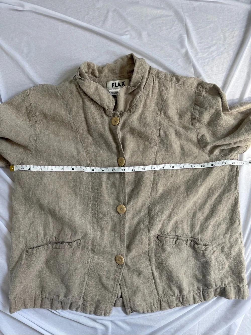 Flax 100% Linen Vintage 90s Natural Beige Button lightweight Jacket - Lagenlook